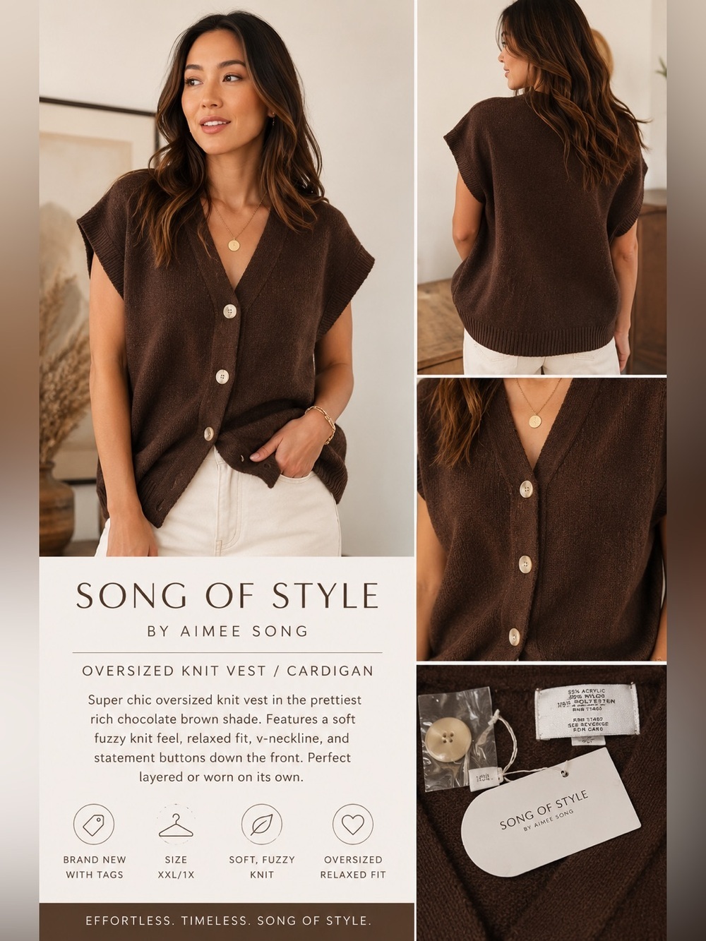 Song of Style Rich Chocolate Brown V-Neck Knit Vest